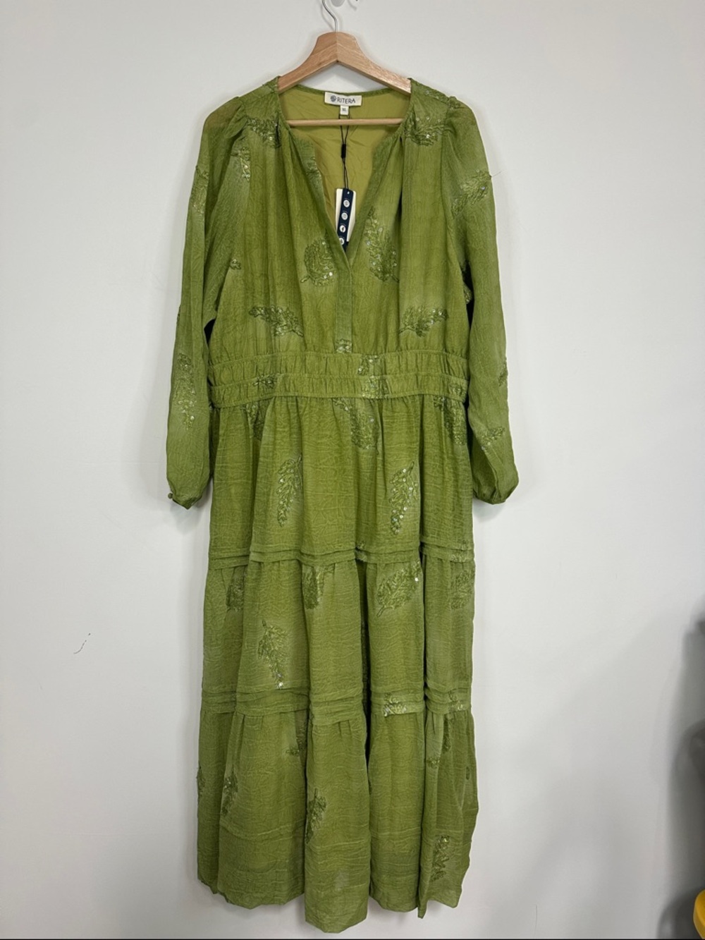 Green Tiered Long Sleeve Maxi Dress by Sorel